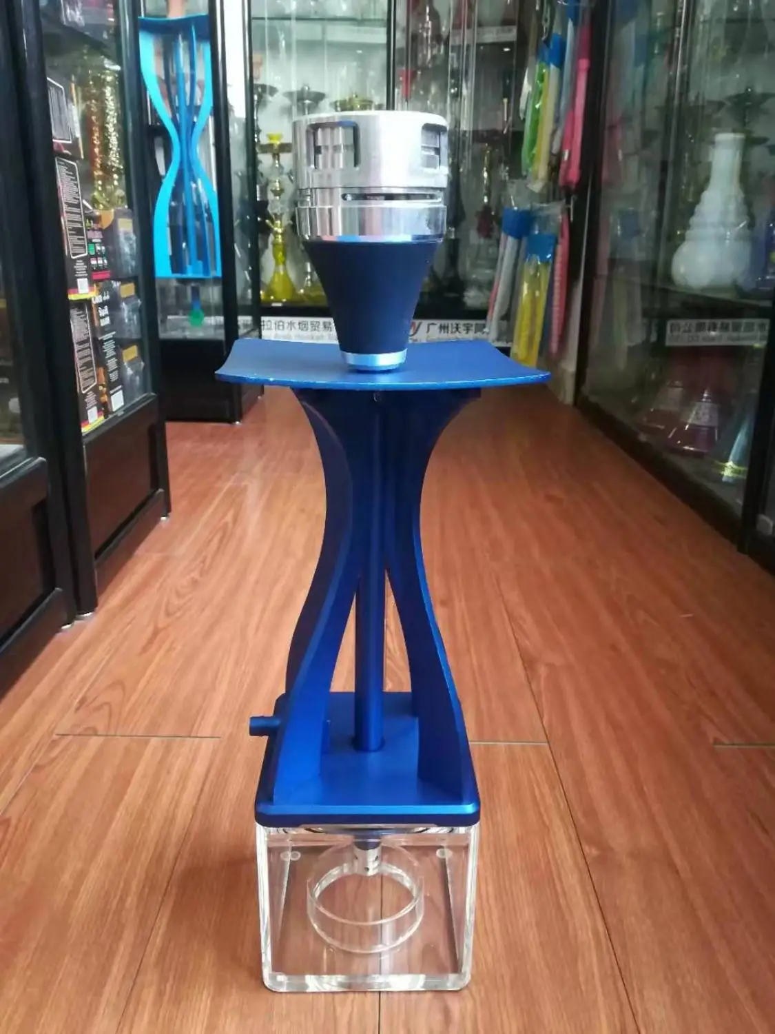 Blue with holder Новое поступление, мебель для отдыха, облачный Мини светодиодный кальян, алюминиевая акриловая водная база, кальян для кальяна, бар - Цвет: Blue with holder