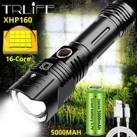 2021newest 5000mah xhp160 16 core led flashlight zoom usb rechargeable most powerful xhp50 torch by 18650 26650 handheld light