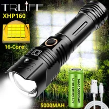 2021Newest 5000mAh XHP160 16-core LED Flashlight Zoom USB Rechargeable Most Powerful xhp50 Torch by 18650 26650 Handheld Light