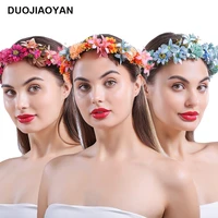 duojiaoyan new color flower headband crown women girls fabric floral hair accessories wedding bridal flower wreath