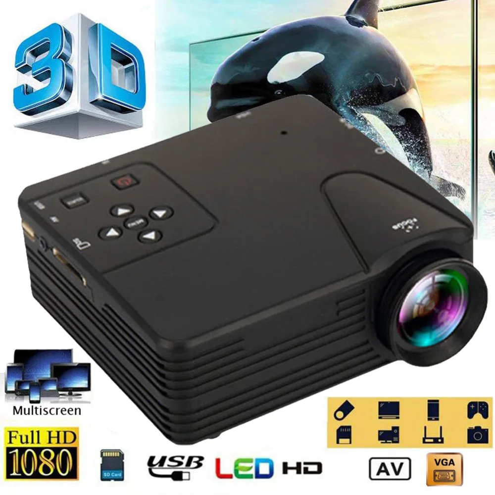 

Mini Projector Portable LED Projector Video 3D Full HD Beamer 1080P For Smart Mobile Home Cinema Theater