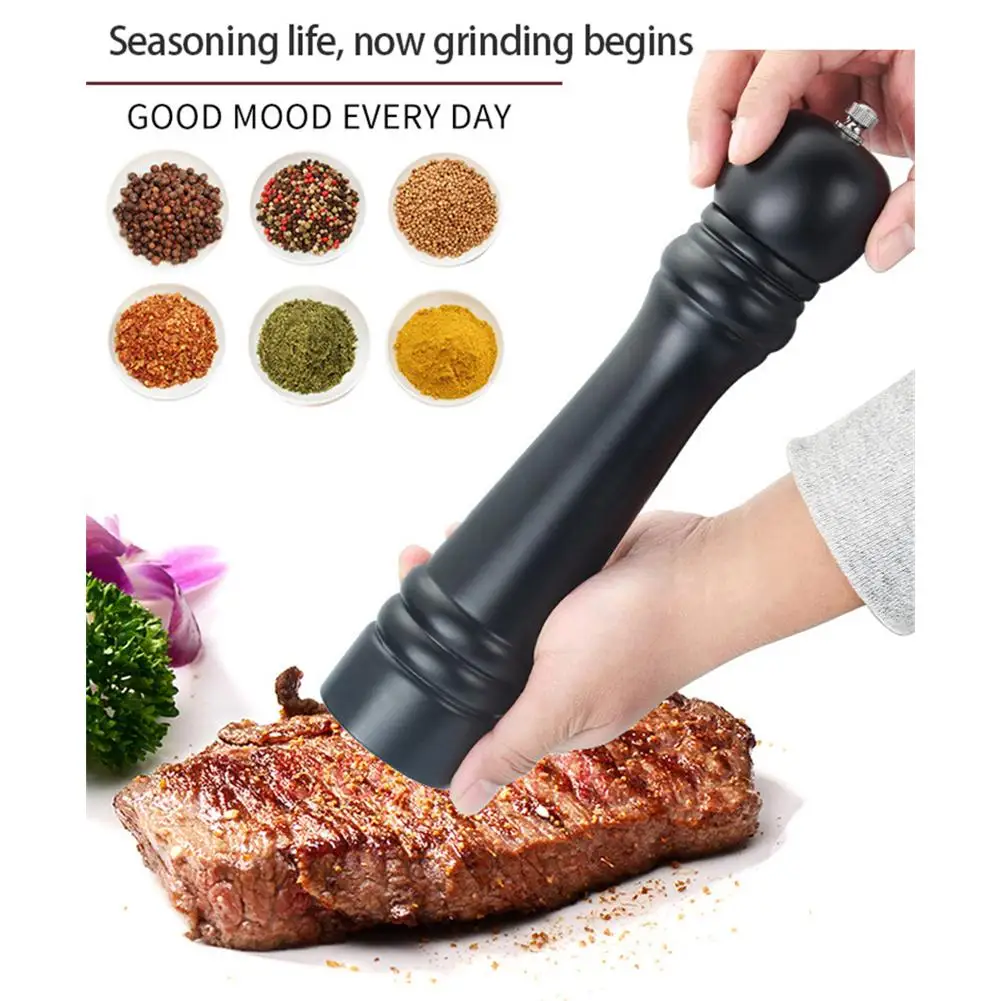 

10" Salt And Pepper Mill Wood Manual Pepper Shakers With Adjustable Ceramic Grinder With Spare Ceramic Rotor Kitchen Accessories