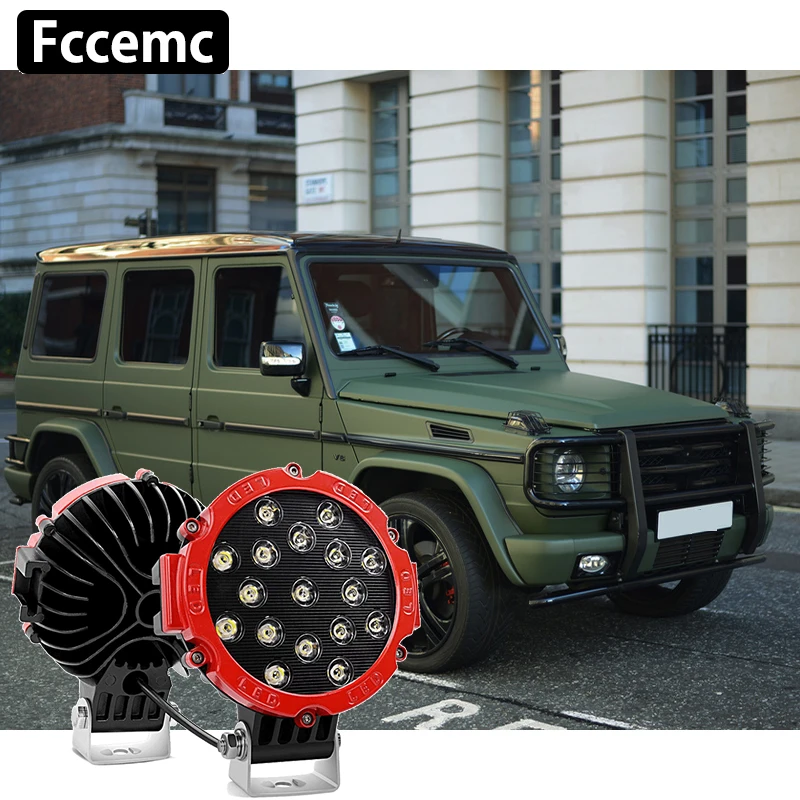 

LED Driving Headlights Road Fog 12v 24v 4x4 51W Portable 7 INCH Flood Spotlights Square Atv For Prado Work Light High/Low Lamp
