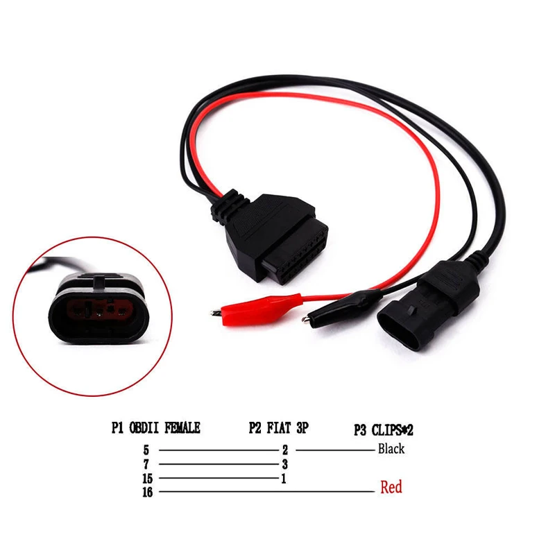 

3 Pin OBD OBD1 to 16 Pin OBD2 Adapter Connector Diagnostic aux cable projector for Fiat Alfa Lancia 40c OBD1 OBD2 OBDII hot