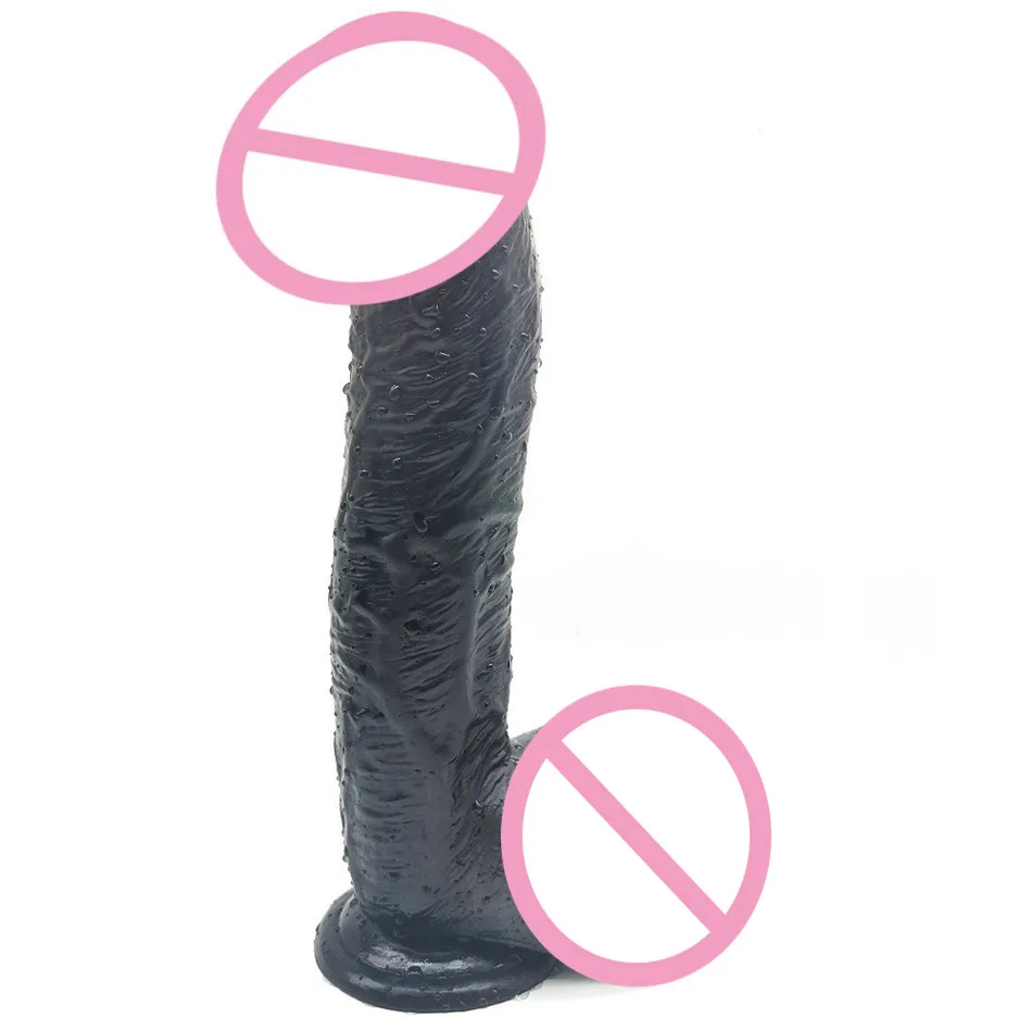 Черный гигантский реалистичный фаллоимитатор с сильной присоской Супер