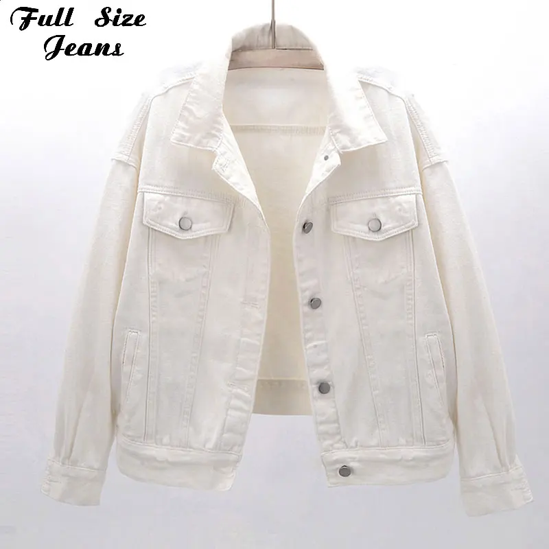 

Women Plus Size Boyfriend Loose White Short Jeans Jackets Mom 5XL Casual Candy Color Student Denim Coats Denim Jacket Women