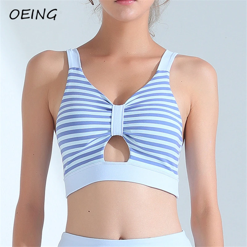 

Workout Joggers Bra Sexy Stripe Hollow Out Quick Dry Gym Bras Fitness Yoga Clothes Running Underwear