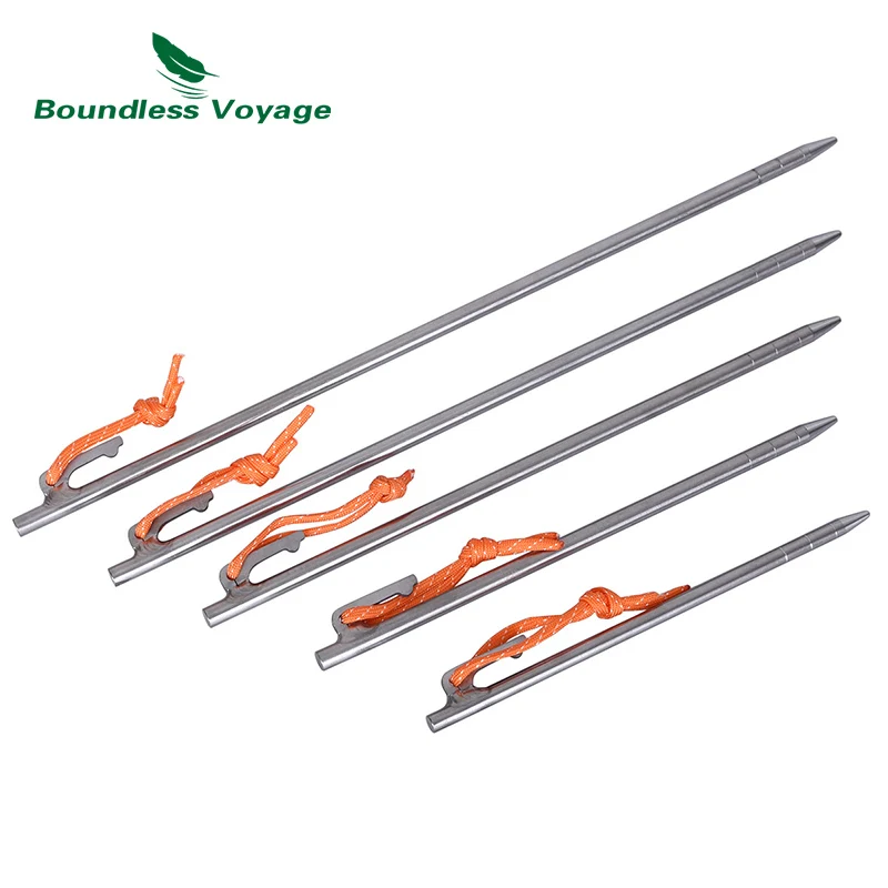 Boundless Voyage Outdoor Camping High Strength Titanium Alloy Tent Pegs Stakes Nails for Hard Snow Floor 20 24 30 35 40 cm