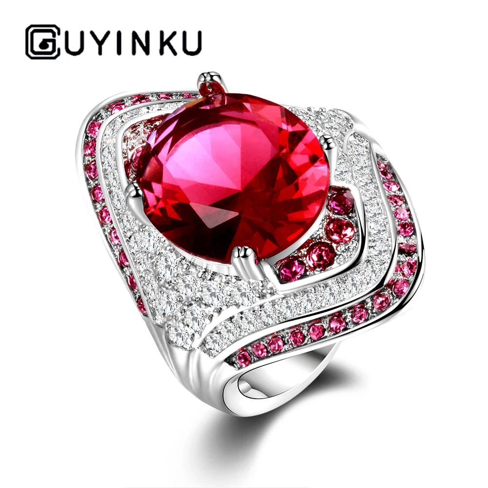 Модное 925 пробы Серебряное кольцо с Рубиновыми камнями для женщин винтажное