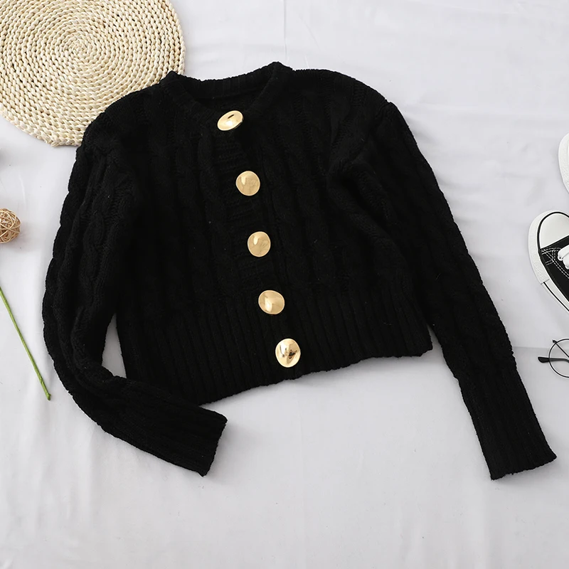 Женский короткий свитер из пеньковой ткани Gagarich вязаный кардиган для школьниц