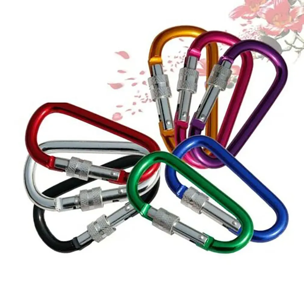

5PCS 25KN Professional Climbing Carabiner D Shape Aviation Aluminum Safety Lock Outdoor Climbing Ascend Mountaineering Equipment