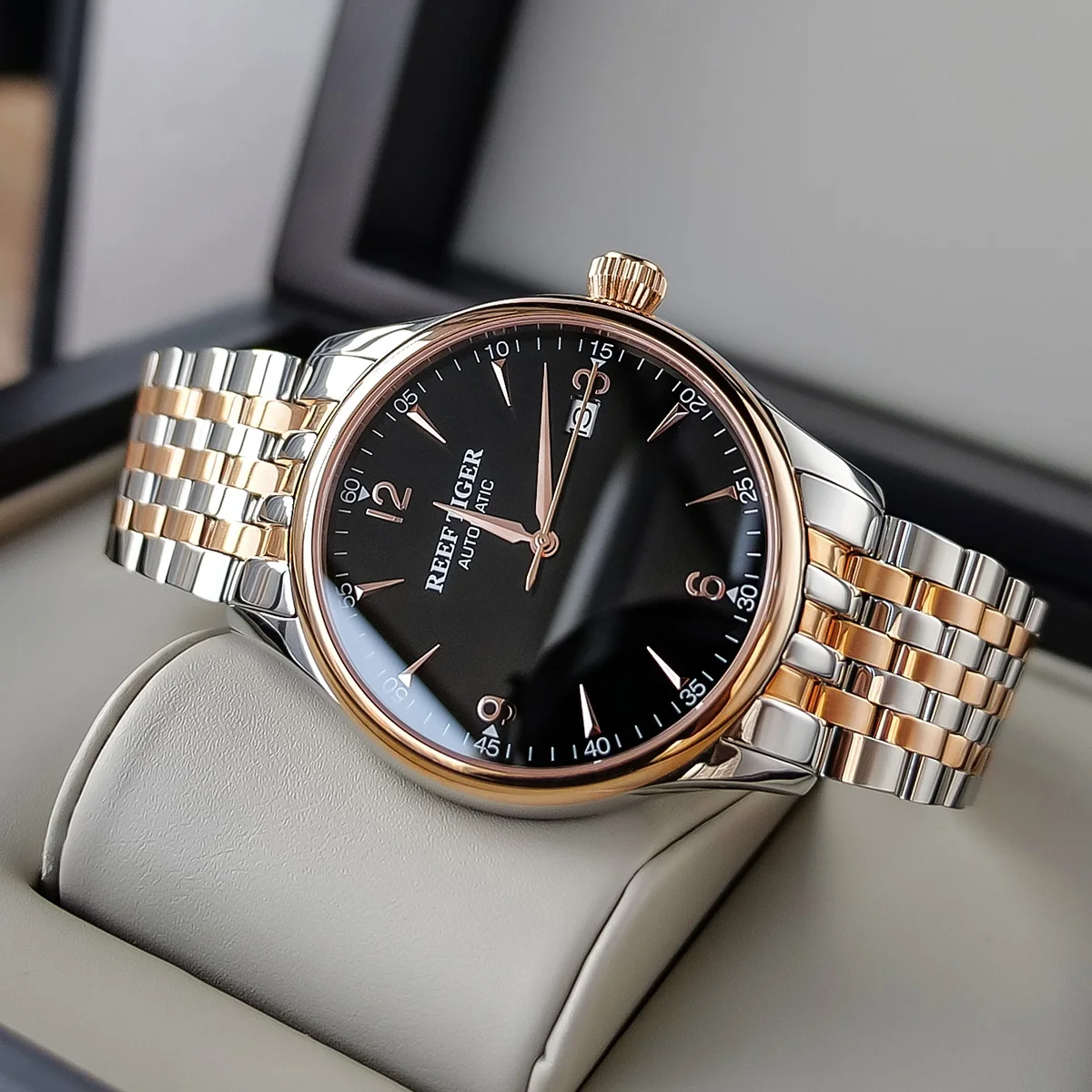 Новый Риф Тигр/RT мужские Топ Роскошные аналоговые автоматические часы с белым