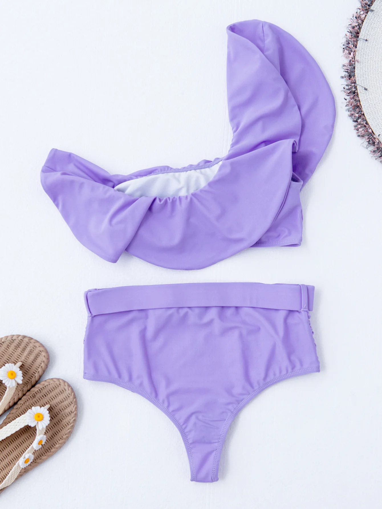 

2021 Women's Pure Color Ruffles Split Swimsuit Sexy Bikini Bikini Lz103