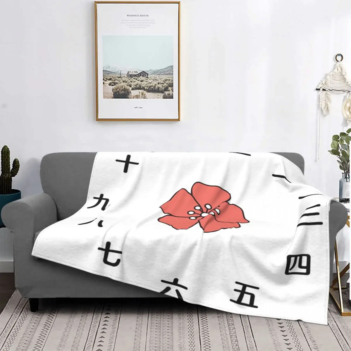 

Manta de flores Kanji japonesas, colcha a cuadros para cama, sofa, cama, manta con capucha 150, toalla de playa de lujo
