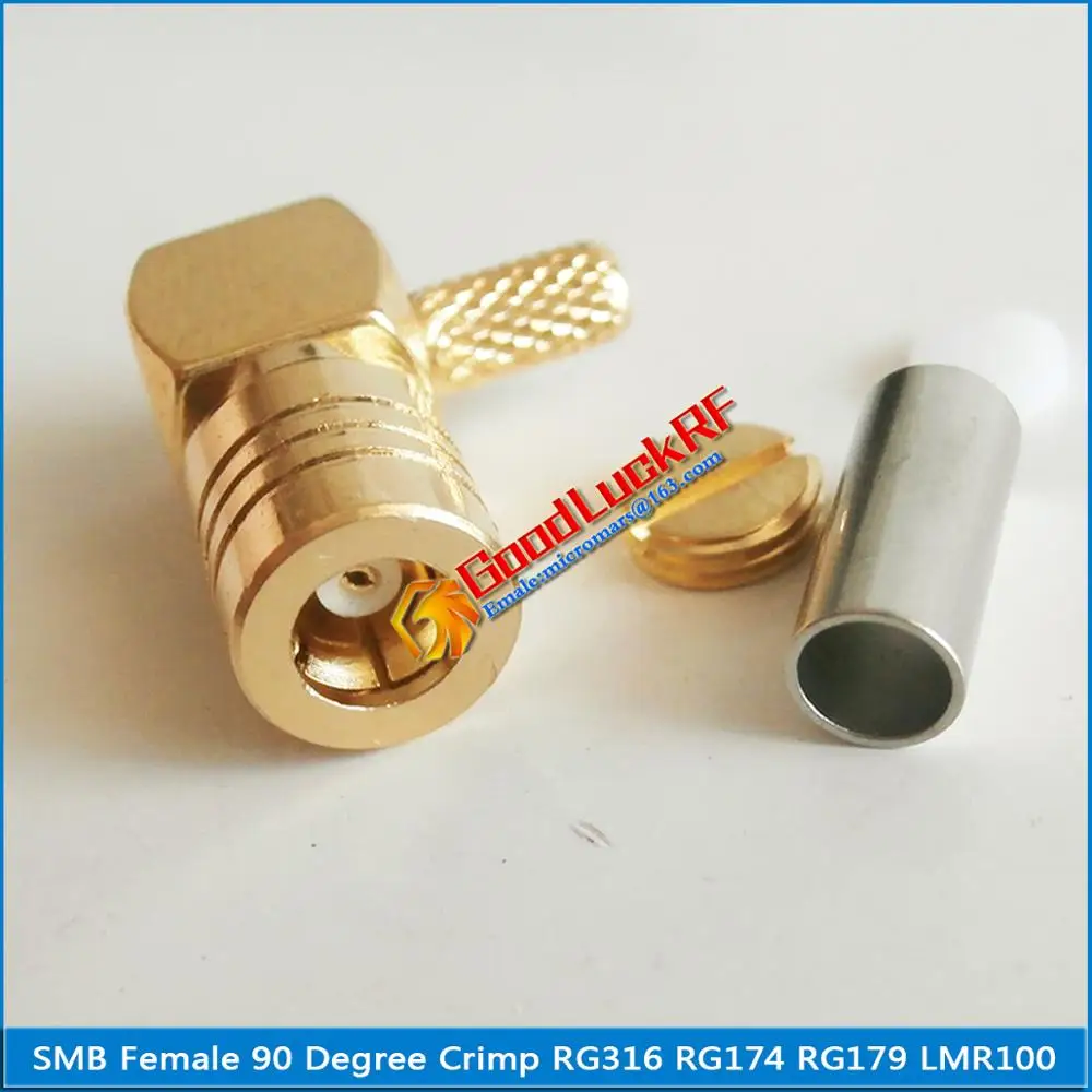 1X шт. RF разъем SMB гнездовой 90 градусов прямоугольный обжим для RG316 RG174 RG179 LMR100