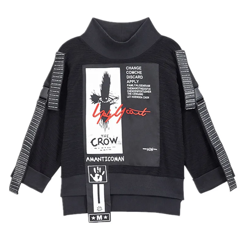

Spring autumn oversized women clothes Webbing patchwork pullovers loose hip hop tops streetwear letter print female sweatshirt