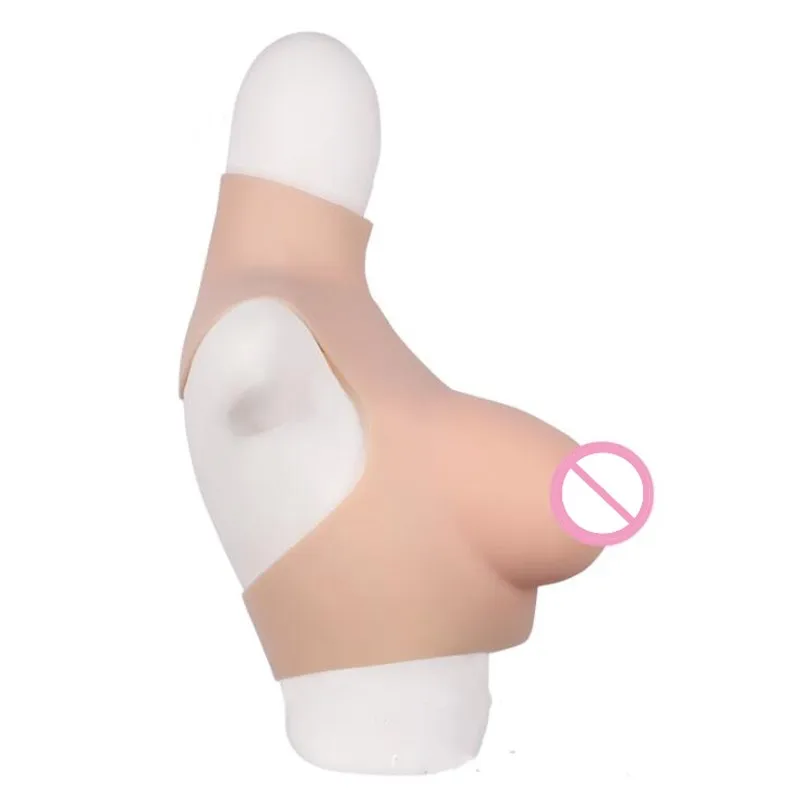 Ажурная эластичная хлопковая поддельная грудь с высокой шеей искусственная