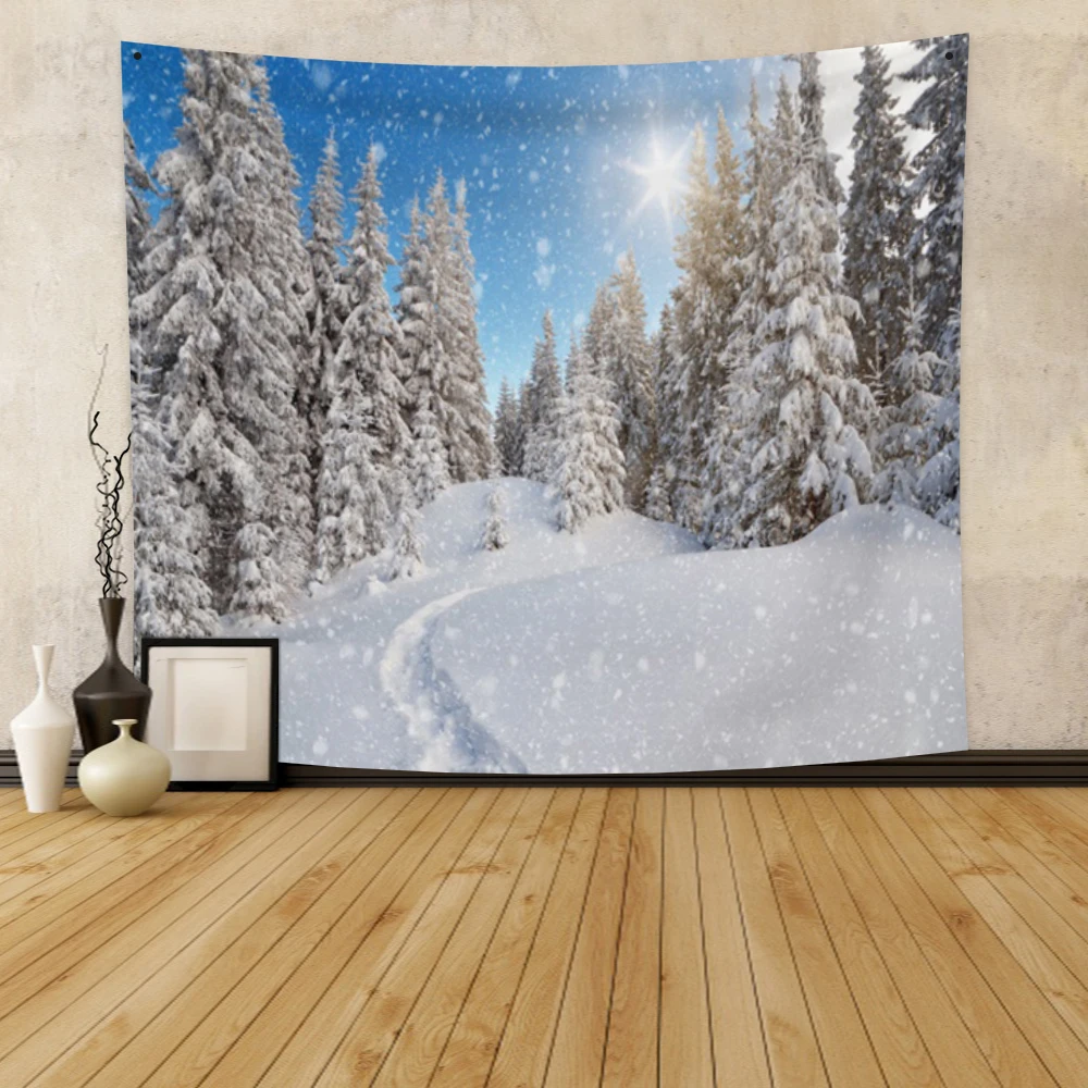 

Cassisy Fashion Tapestry Winter Forest Pine Tree Wall Hanging Carpet Bedside Room Shop Festival Wedding Restaurant College