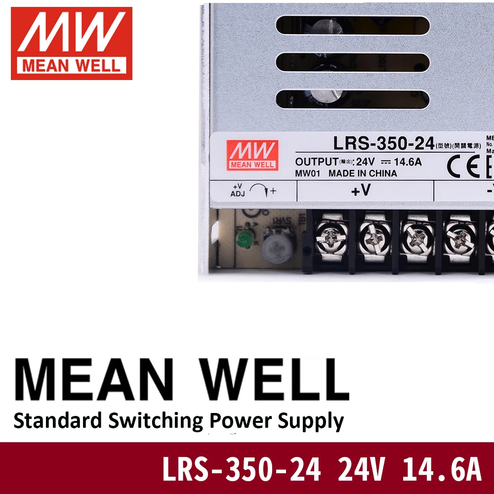 Импульсный источник питания Mean Well LRS-350-24, 85-264 В переменного тока в постоянный ток, 24 В, 350 А, LRS-350 Вт, с одним выходом, для светодиодный одного драйвера