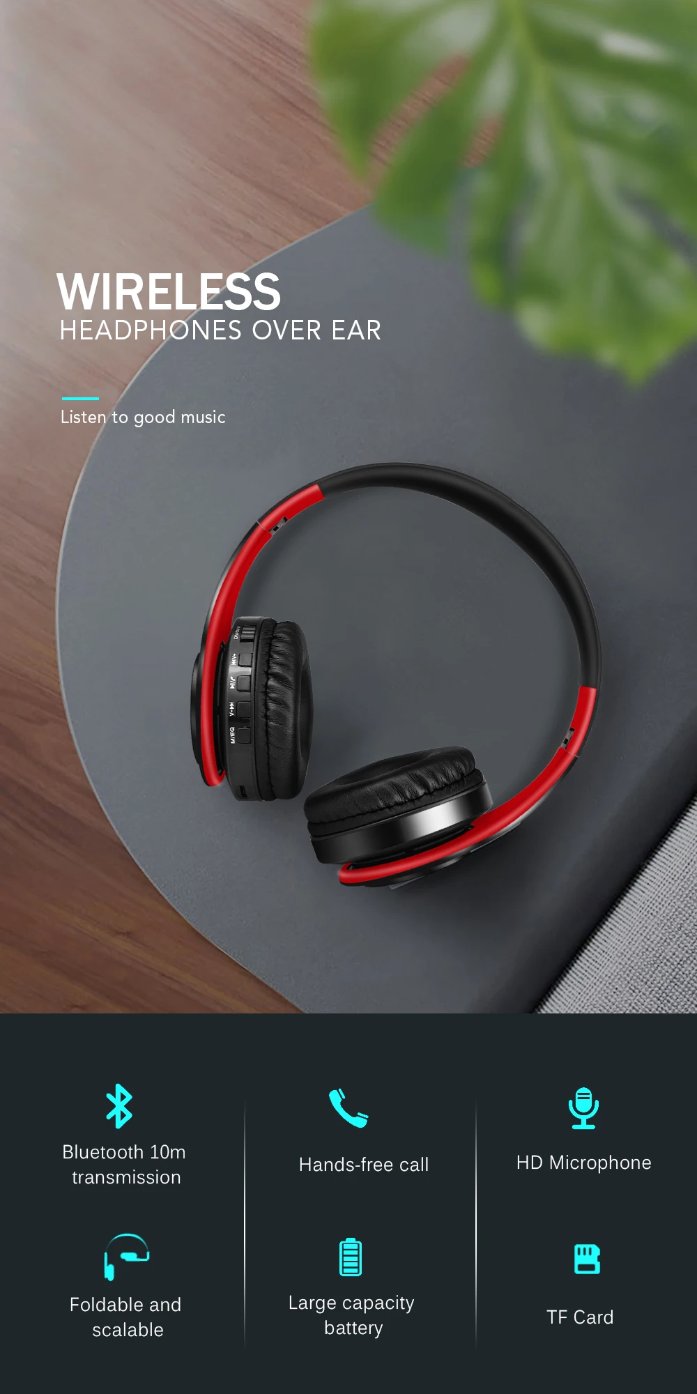 Bluetooth гарнитура беспроводная гарнитура поддерживает TF карту мобильный компьютер планшет тяжелый бас складной портативный регулируемый