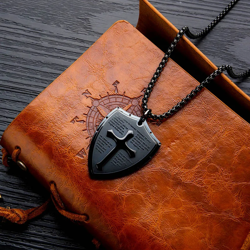 V.YA простое ожерелье в виде креста ожерелья из титановой стали Shield подвеска для