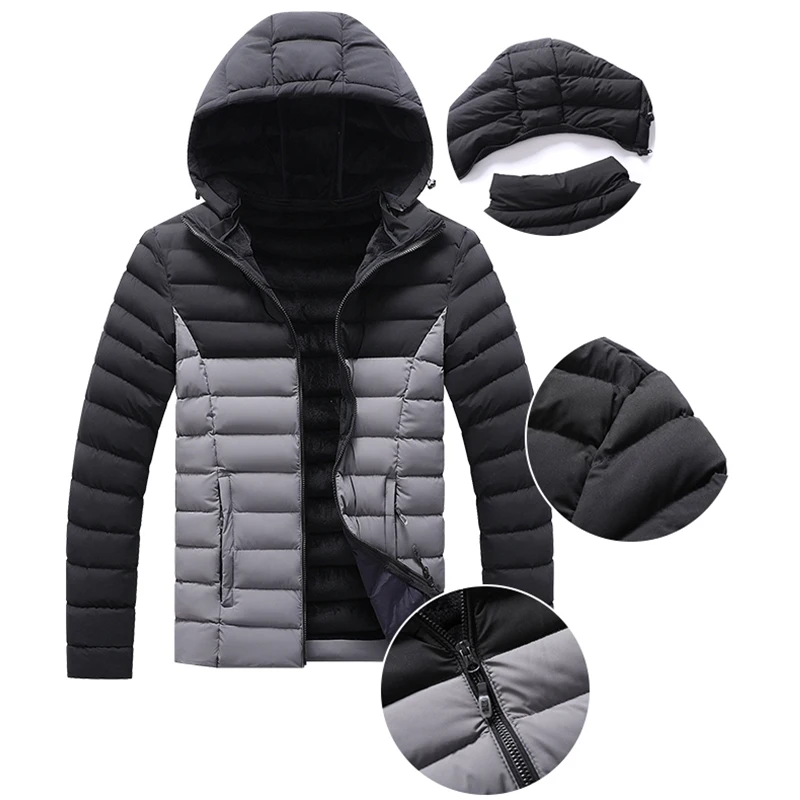 Thicken Waterproof Hooded Men's Jacket Parkas Winter Male Coat Casual Polyester Zipper Hat Jacket Oversized Homme Clothing L-4XL