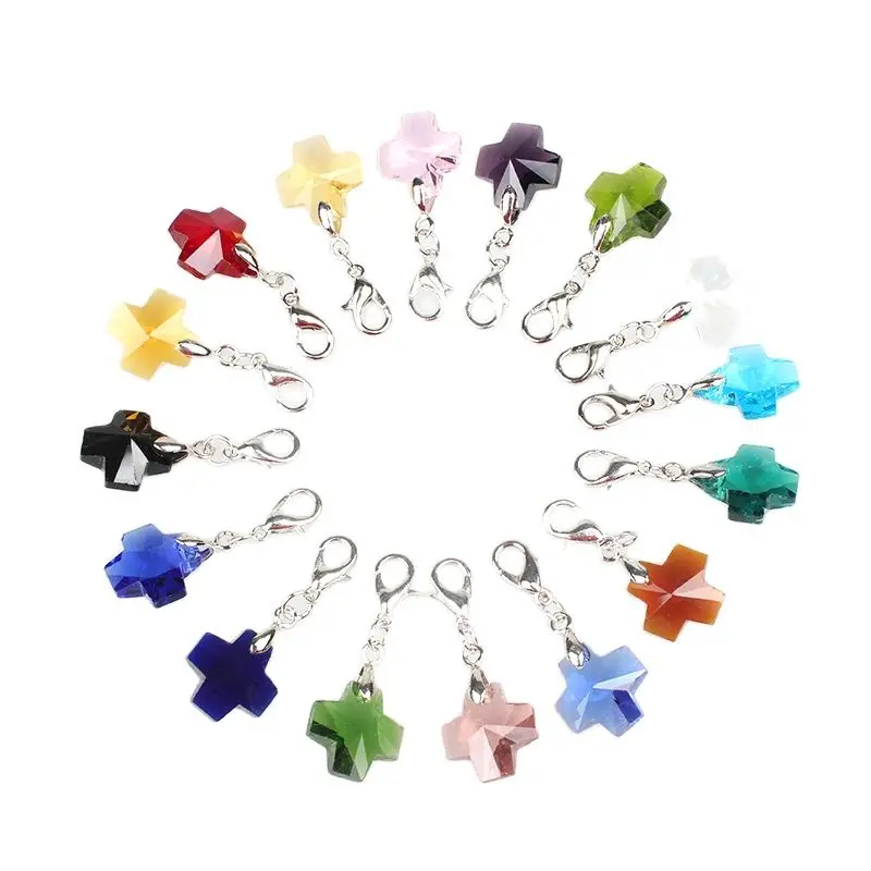 

12 шт./лот религиозный крест застежка-карабин Кристальные Подвески 14 мм для стекла запоминающий медальон Аксессуары Бесплатная доставка