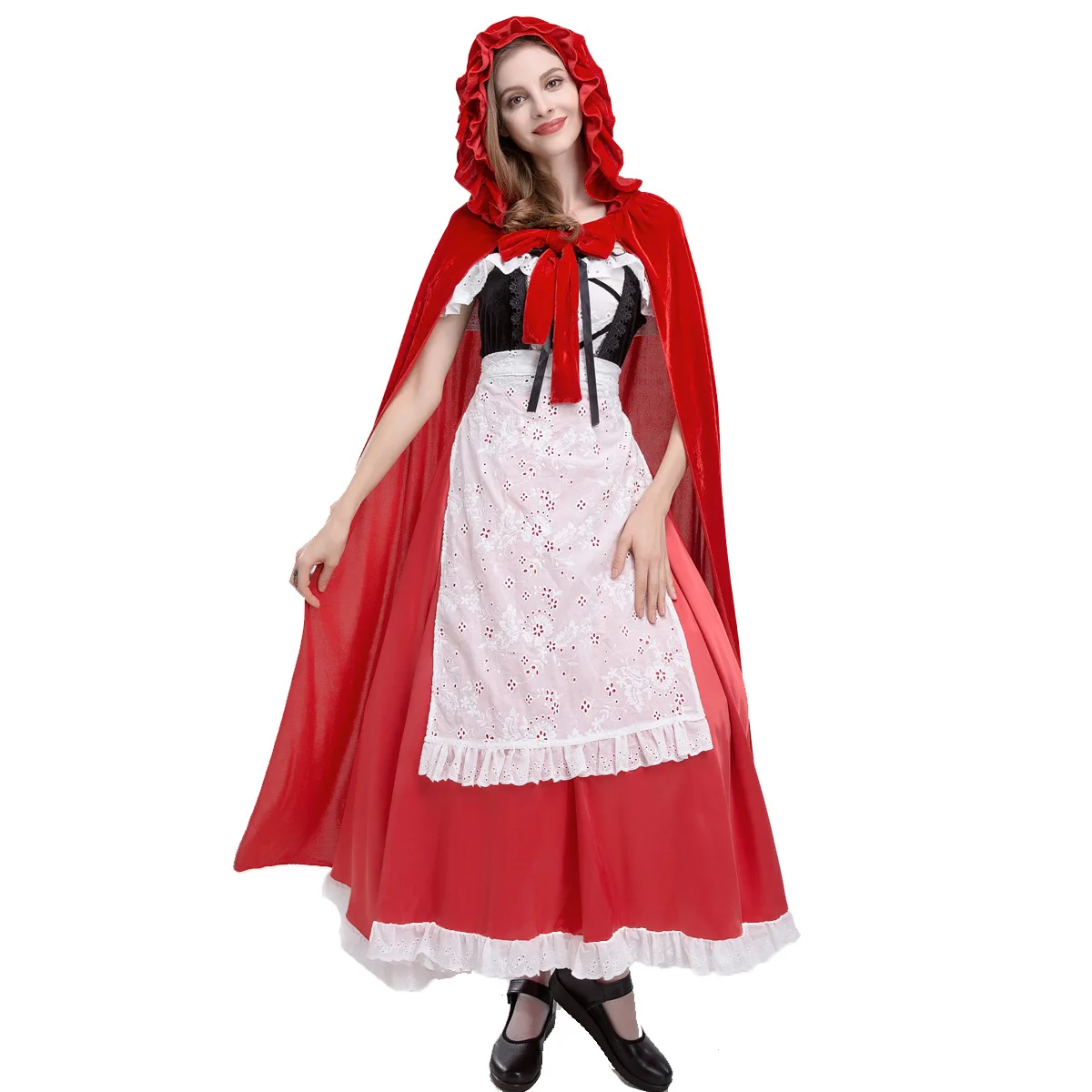 

Halloween Ladies Little Red Riding Hood Costume Fantasy Hen Party Robe Cosplay Game Uniform Fancy Dress