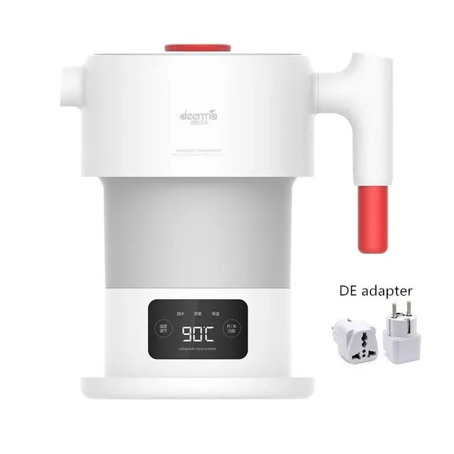 Add DE Adapter Горячий Xiaomi Deerma DH206 0.6L складной электрический чайник Портативный Ручной Электрический чайник для воды автоматический Электрочайник - Color: Add DE Adapter