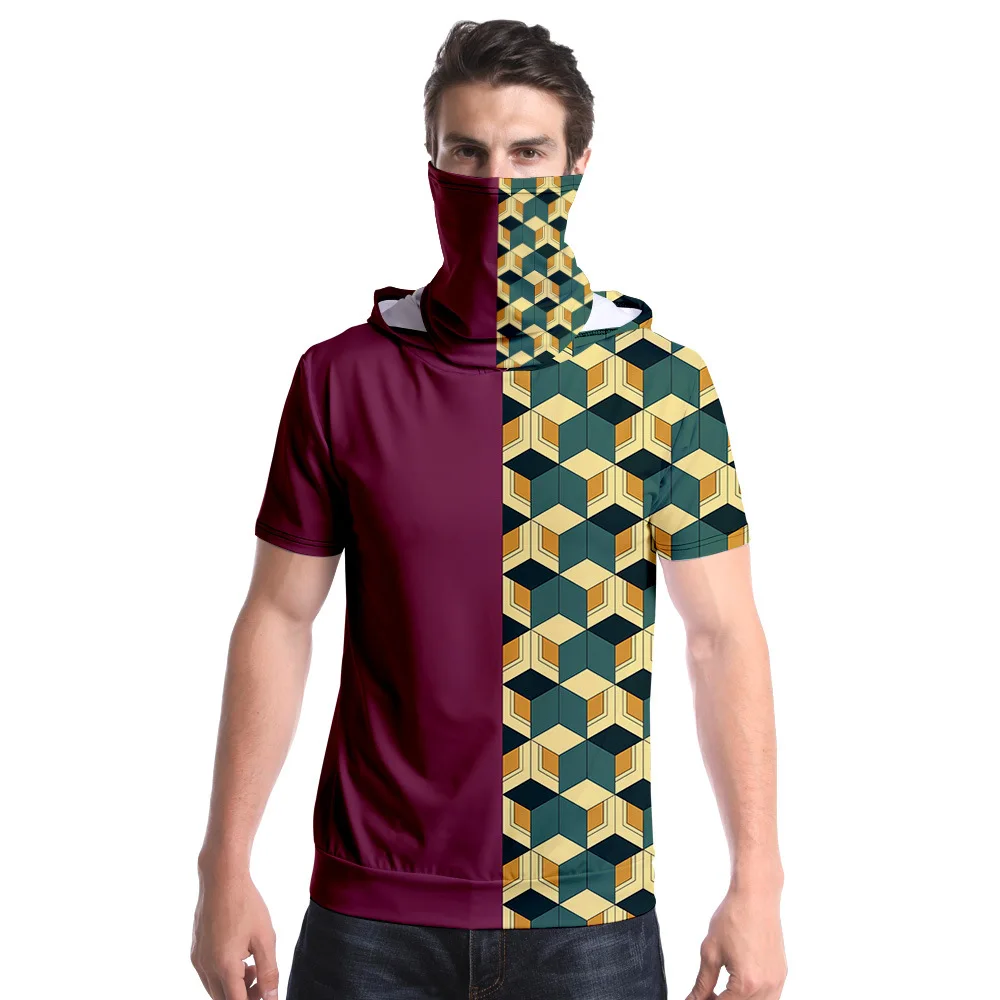 Футболка с капюшоном и коротким рукавом в стиле ниндзя | Мужская одежда