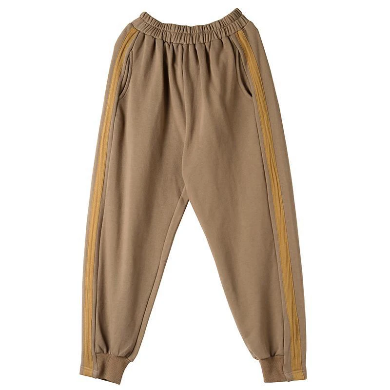 

New Arrival Spring Autumn Women Elastic Waist Loose Pants Side Stripe Spliced Cotton Casual Harem Pants Female Trousers S380