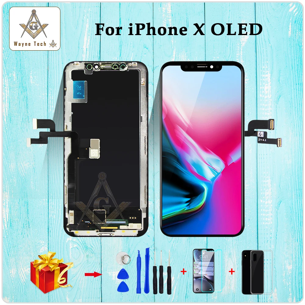 Высококачественный OLED экран для iPhone X XR XS с сенсорным дигитайзером в сборе без