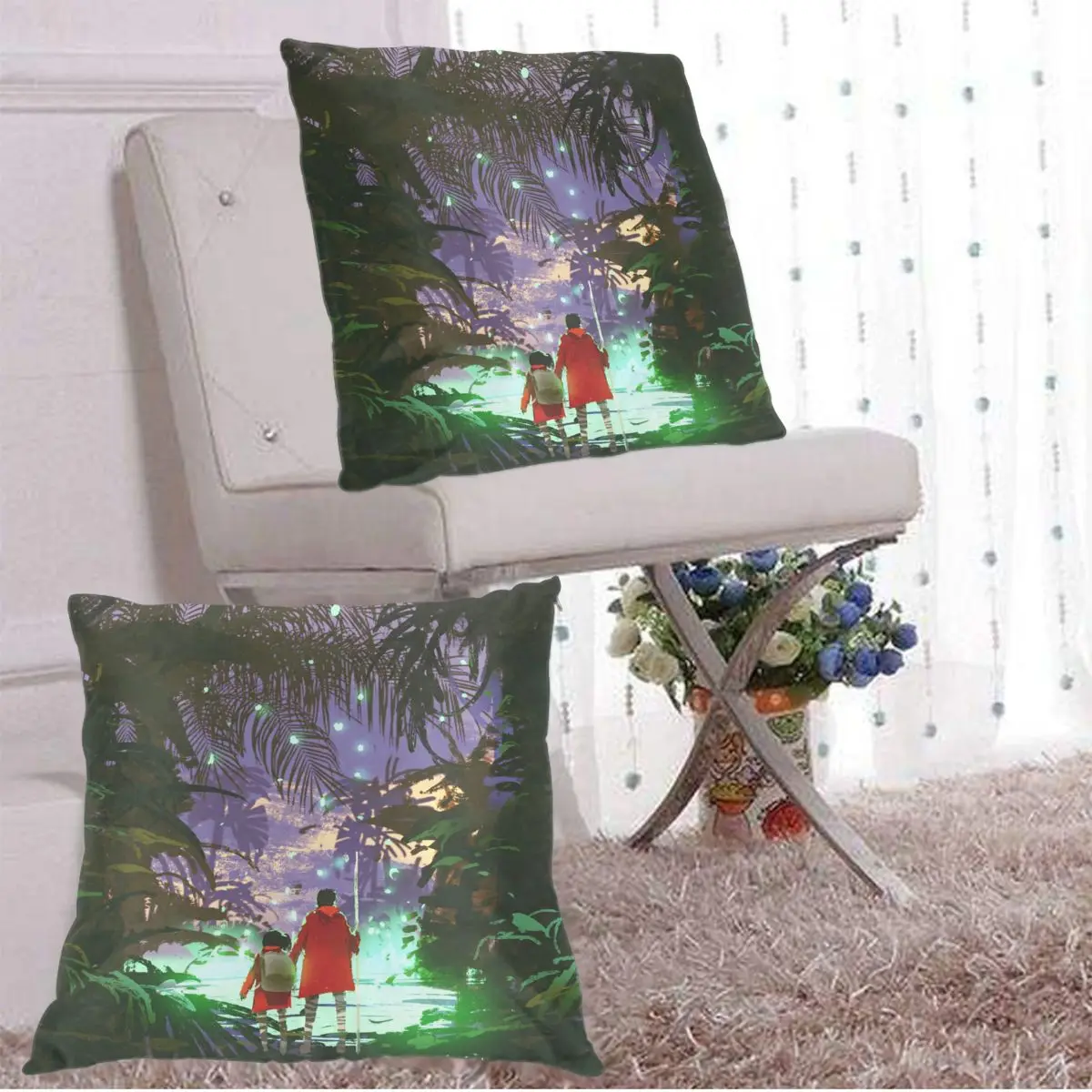 

Pillow Case Cover Fantasy Forest Digital Art Home Decorative 2 Pieces Zipper Throw Cushion Case for Sofa and Bed
