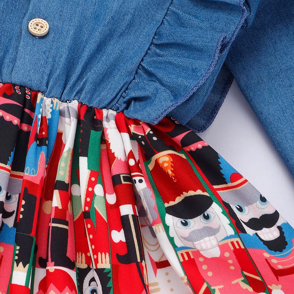 2019 г. детские платья для маленьких девочек джинсовое платье с цветочным принтом и