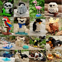 mini building blocks 3d animal diamond model micro bricks dog cat bird moose wolf panda macaw toys for children birthday gifts