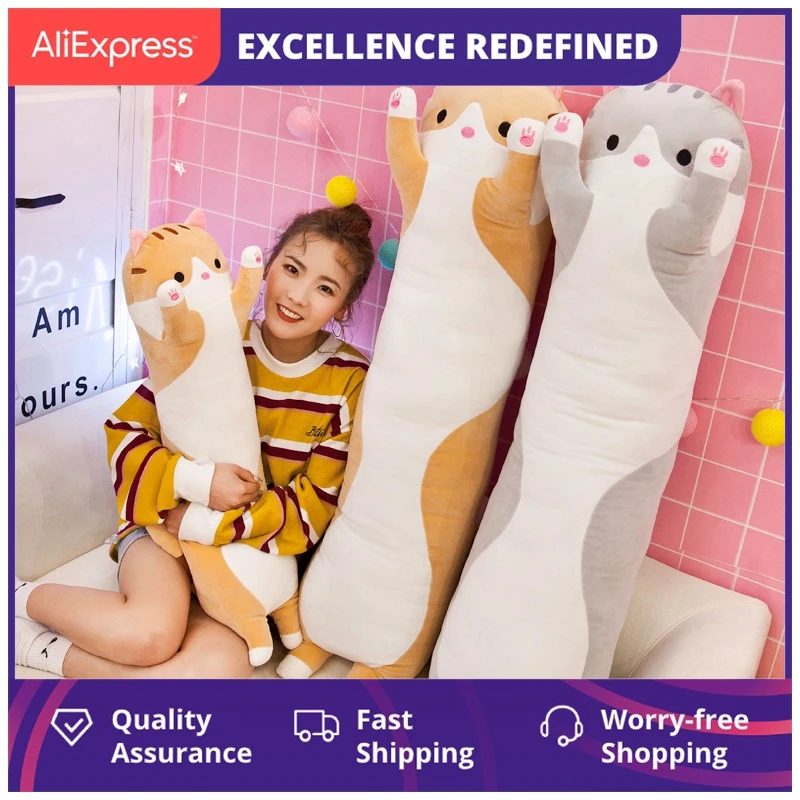 

Милая плюшевая игрушка в виде кошки, мишка тедди, кавайная кукла, аниме Мишка, мягкая игрушка, мягкая подушка в виде животных, длинная кукла в...