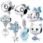 Океан серии 925 серебро бусины безопасносные браслеты в виде морской звезды, очаровательный, подрходит к браслет Женская мода ювелирные изделия Аксессуары для изготовления