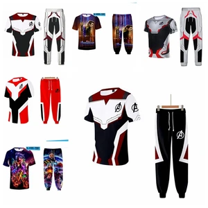 summer marvel the avengers baby boy girl short sleeve 3d t shirts pant 2 pcs set adults men women family matching outfit top tee free global shipping