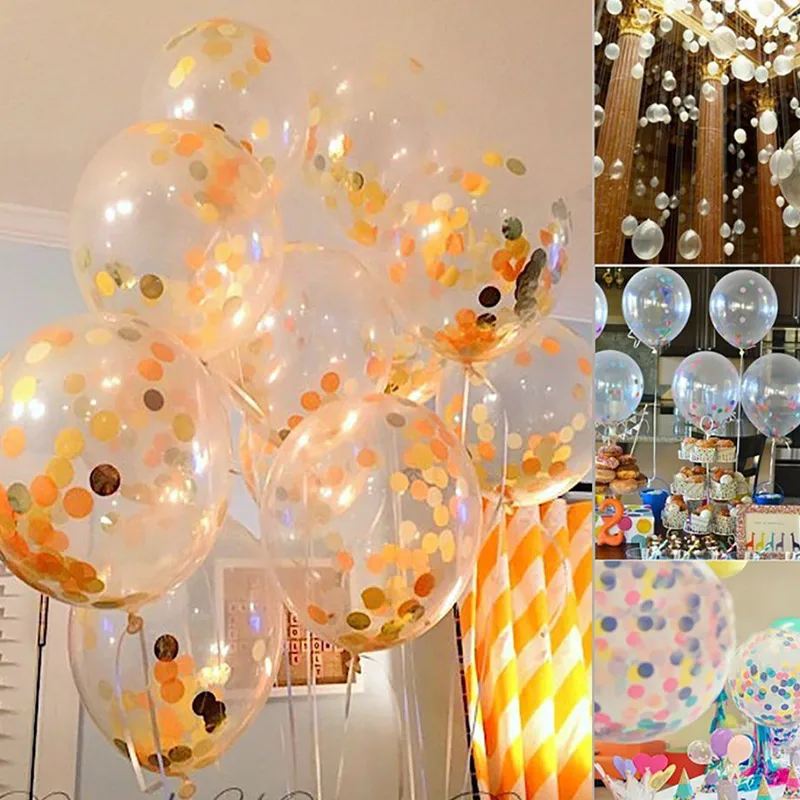 5 шт 12 дюймов латексные воздушные шары с блестками цветные конфетти на День