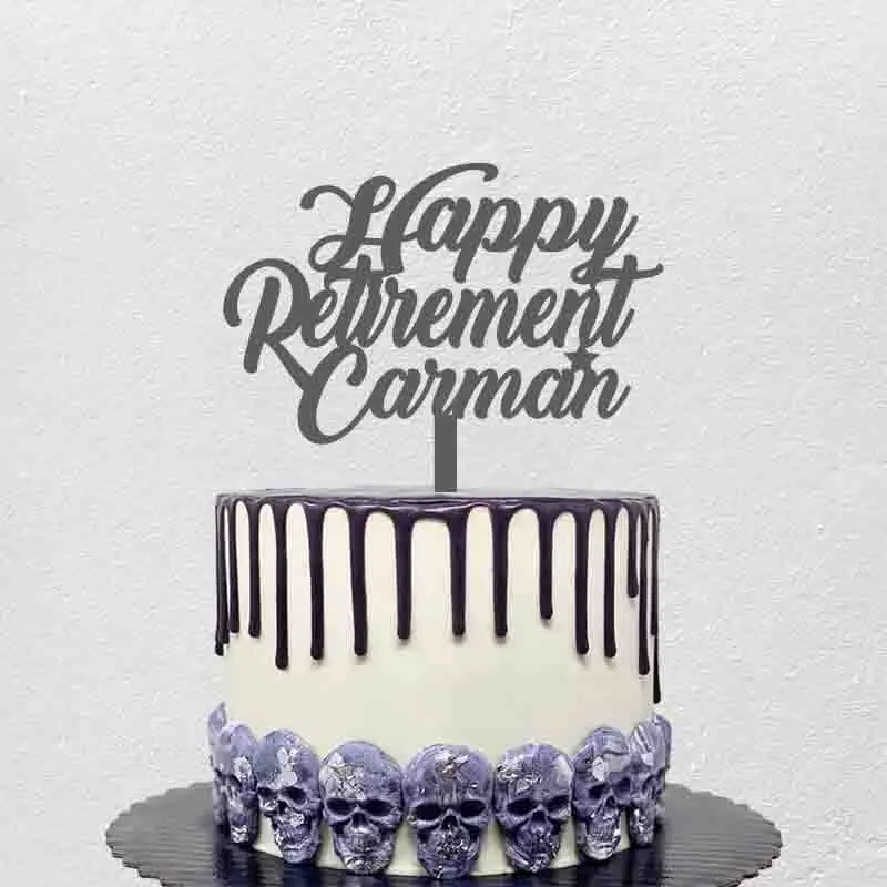

Personalized Retirement Party Cake Topper Custom Name Happy Retirement+Your Name Acrylic Topper