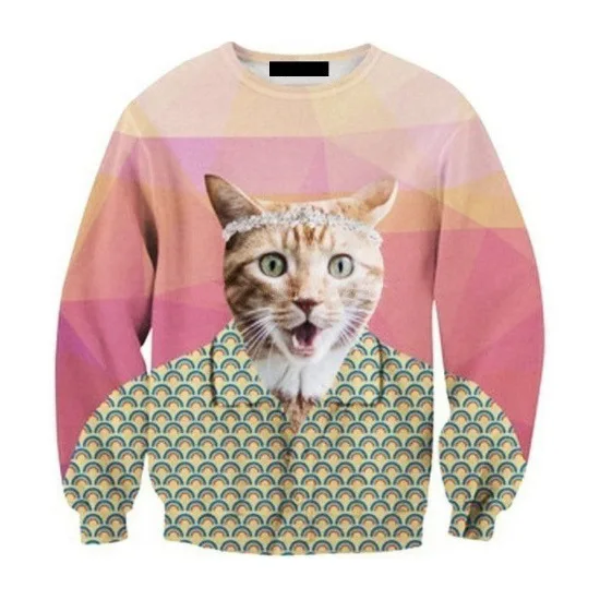 

CNUUIKOOEK Sweatshirts Hot Selling Men's 3D Pink Cat Printed Hoodie Long Sleeve Pullover Men's Hoodies