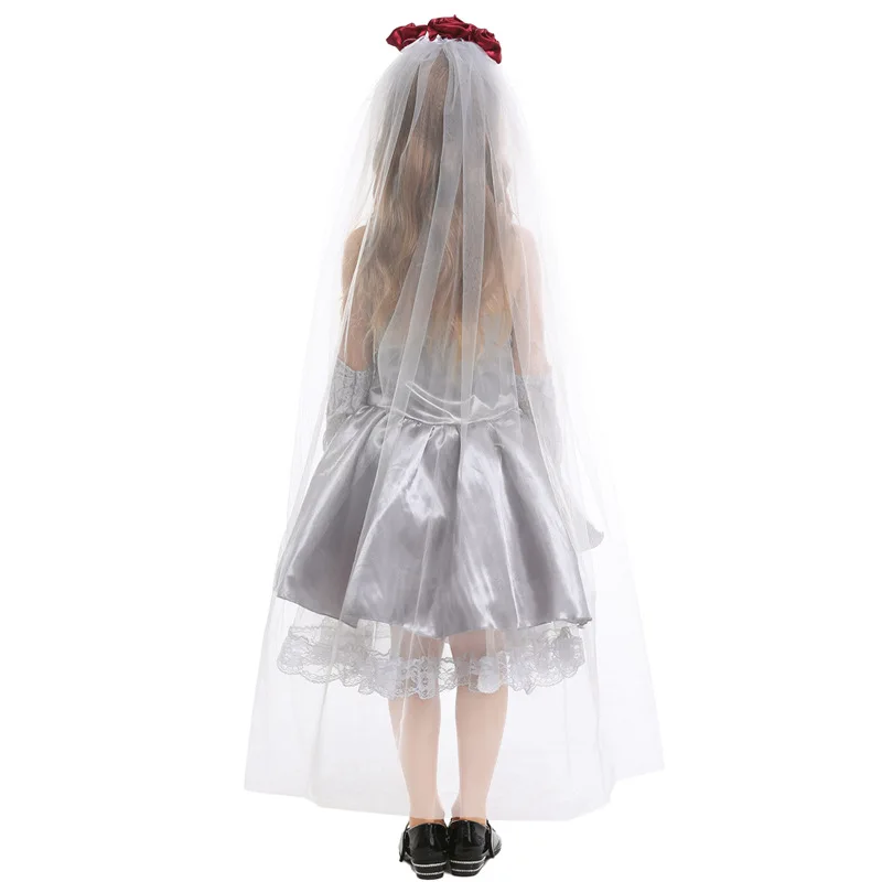 

Girls Haunting Beauty Skeleton Corps Zombie Bride Carnival Party Halloween Costume