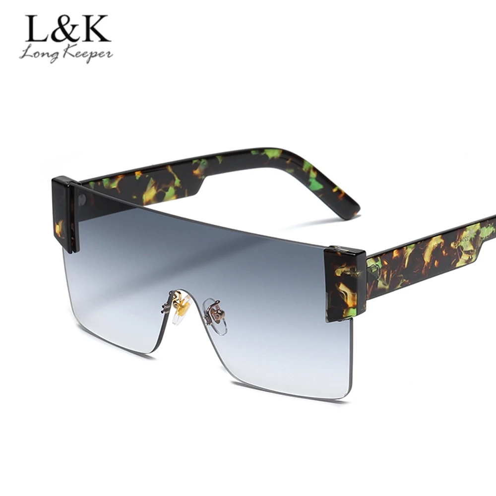 

Женские солнцезащитные очки без оправы, цельные квадратные очки большого размера с плоским верхом, брендовые дизайнерские градиентные очк...