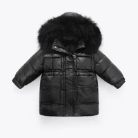olekid 2021 winter down jacket for girl hooded real raccoon fur girl winter coat 3 10 years kids toddler outerwear clothes parka