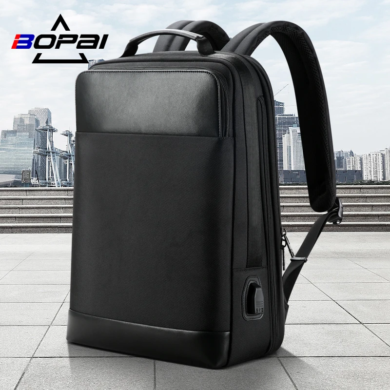 BOPAI 15.6 Inch Business Laptop Backpack Men USB Sports Bag Travel Leisure Anti Theft Computer Back Pack Male Waterproof Bagpack