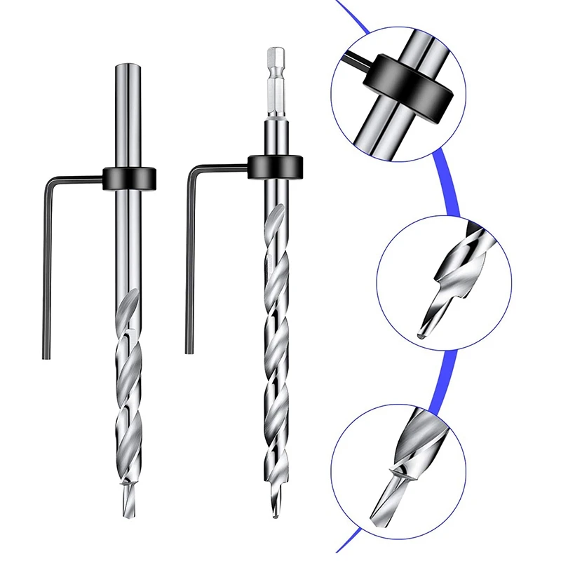 4Pcs 1/4 дюймовые шестигранные карман Отверстие Сверло твист-ступенчатое сверло для