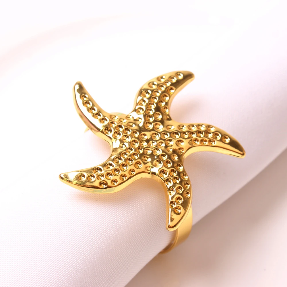 

12PCS/Metal Ocean Series Starfish Napkin Ring Table Decoration Ornaments Used for Western Dinner, Family Reception