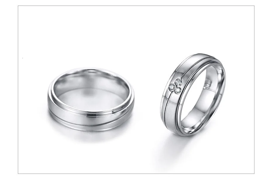Vnox Elegant Couple Rings For Women Men Stainless Steel Wedding Bands AAA CZ Stones Trendy Anel Alliance Gift