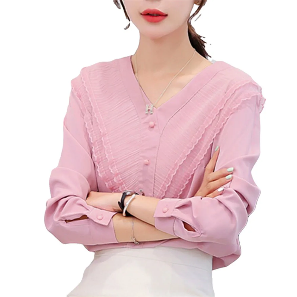 

All-match Chiffon Blouse Women's Spring 2021 New Trend Spring Long-sleeved Net Red Blouse Early Autumn Casual Fashion Top