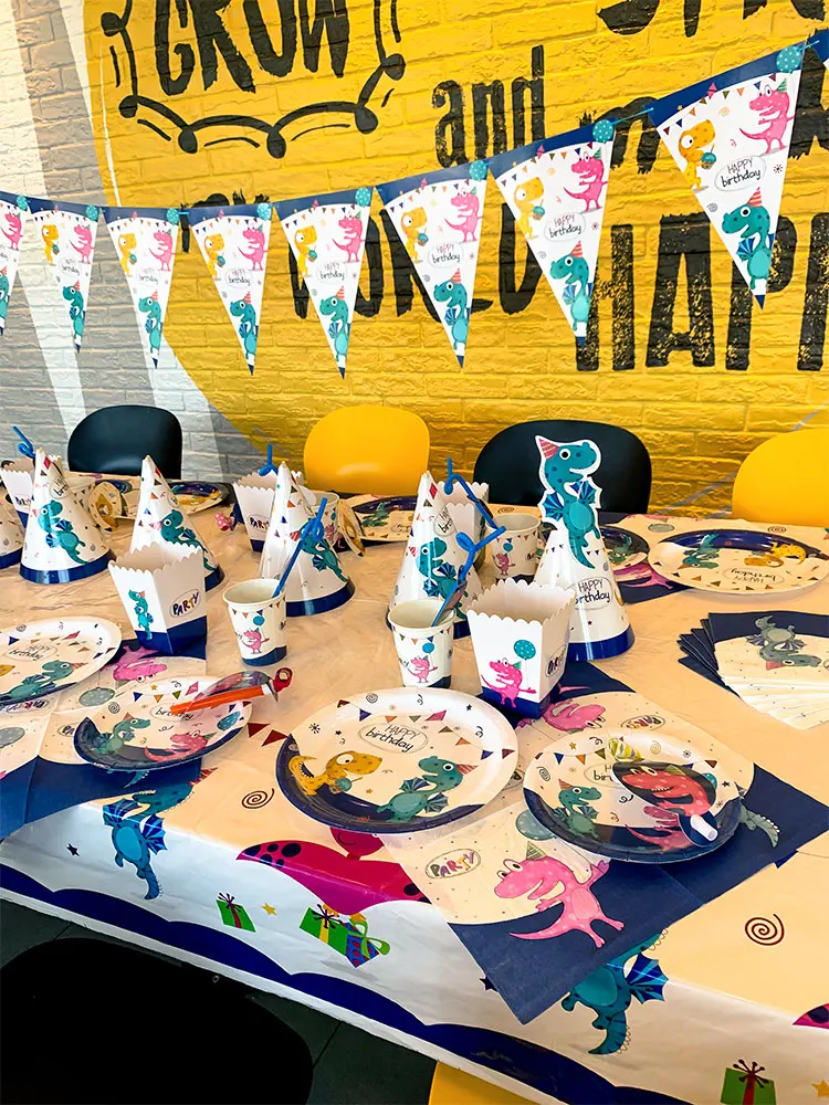 Одноразовые украшения для дней рождения динозавра посуда вечеринок динозавр